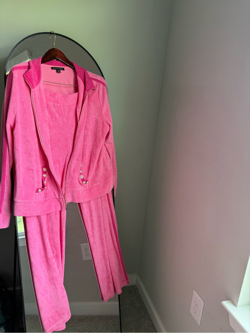 Boston proper Beach Terry Pearl Jacket and Pant Set